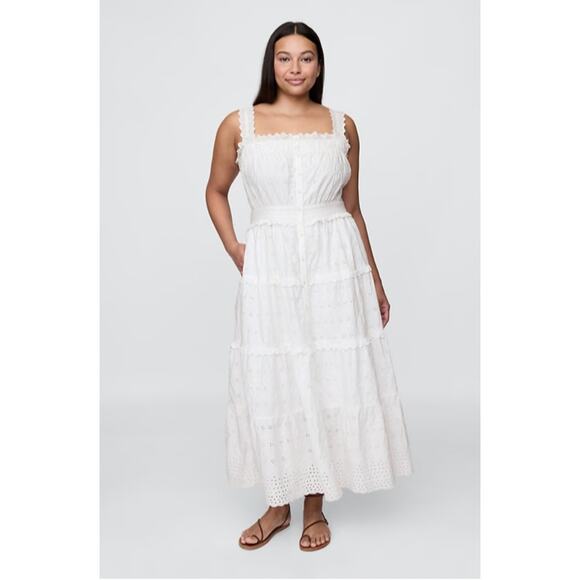 NWT Gap × DÔEN White Eyelet Midi Dress - Small - Picture 5 of 8